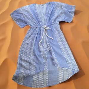 Blue Island Geometric Blue and White Swim Cover Up. Size Small
